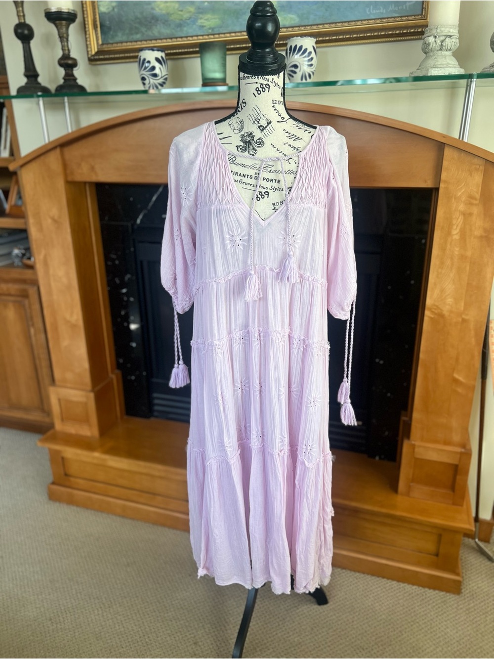 Free People Light Pink/Purple Boho Tiered Dress